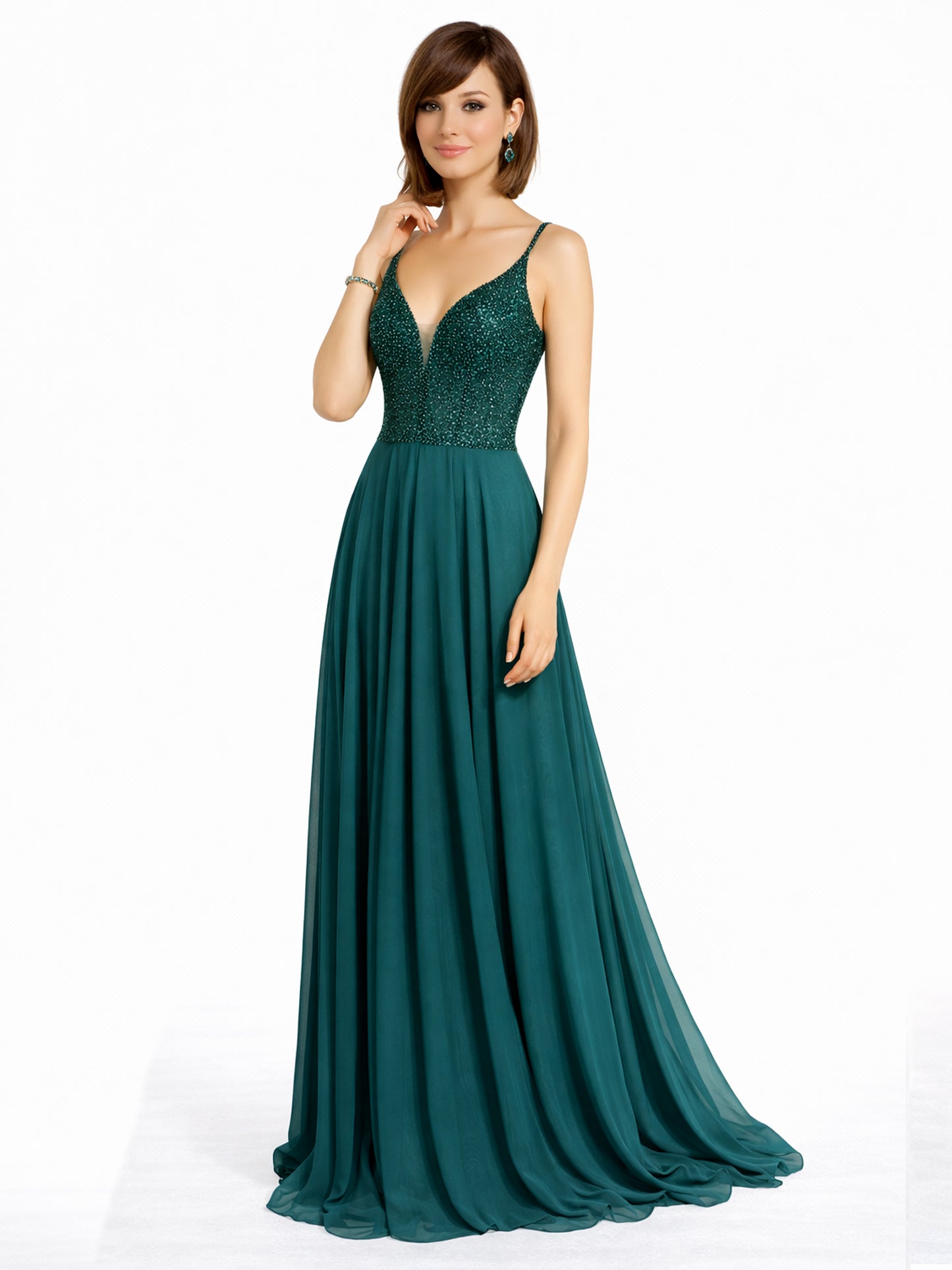 Style 110 - Dark Blue / Dark Green / Red Dress