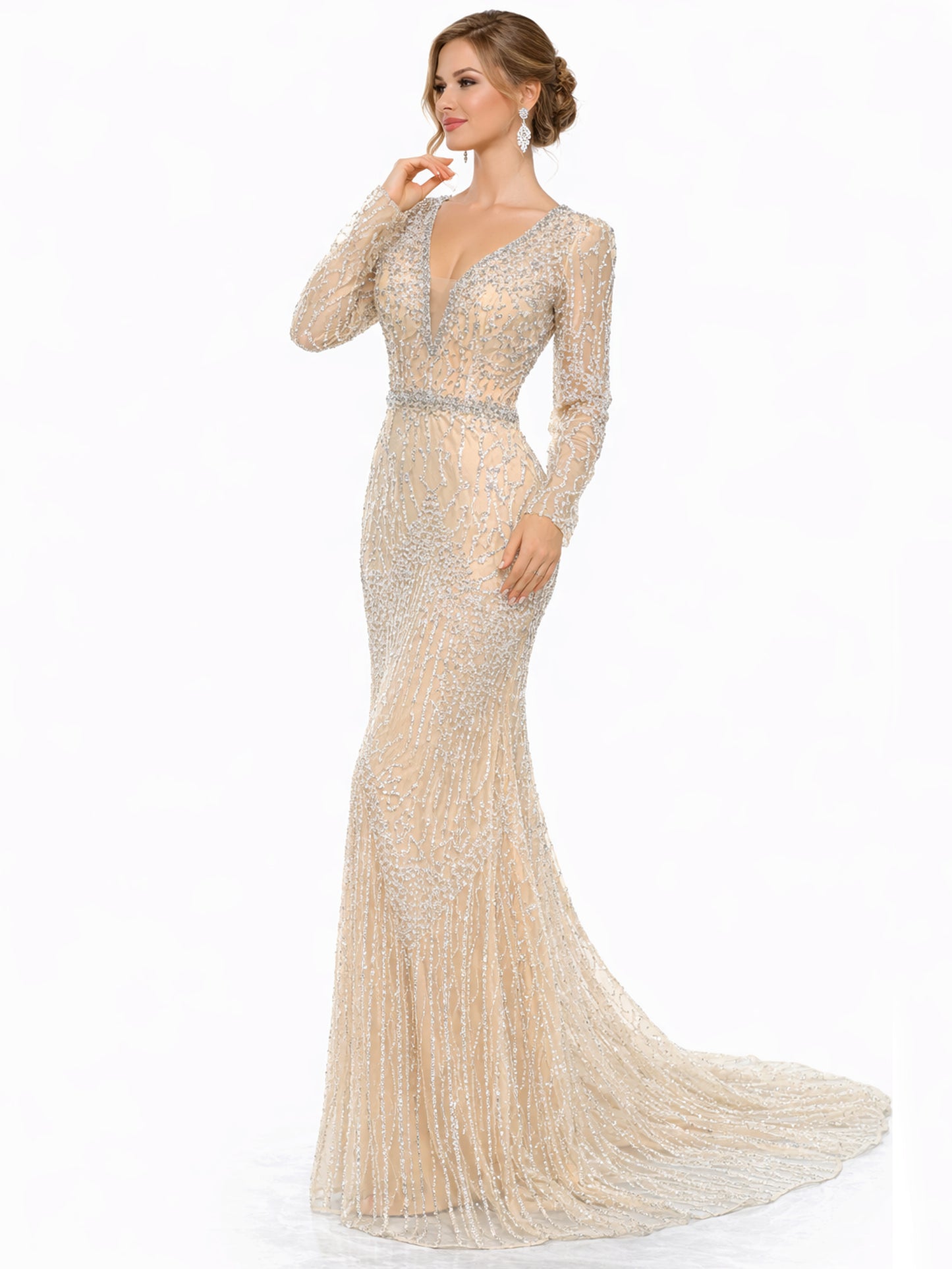 Stijl 224014 - Lichtgroene / Gouden Jurk