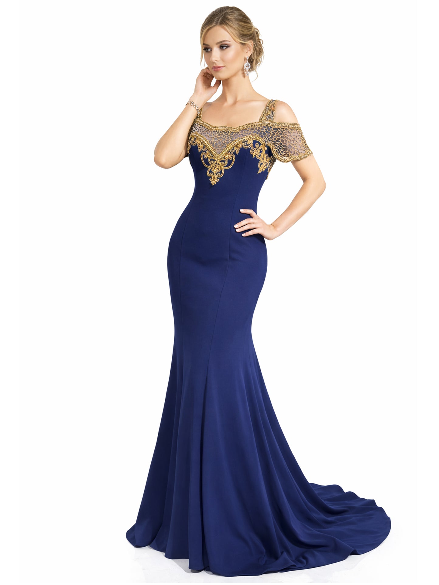 Style 9286 - Red / Dark Blue Dress