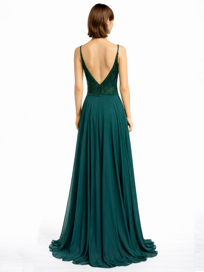 Style 110 - Dark Blue / Dark Green / Red Dress