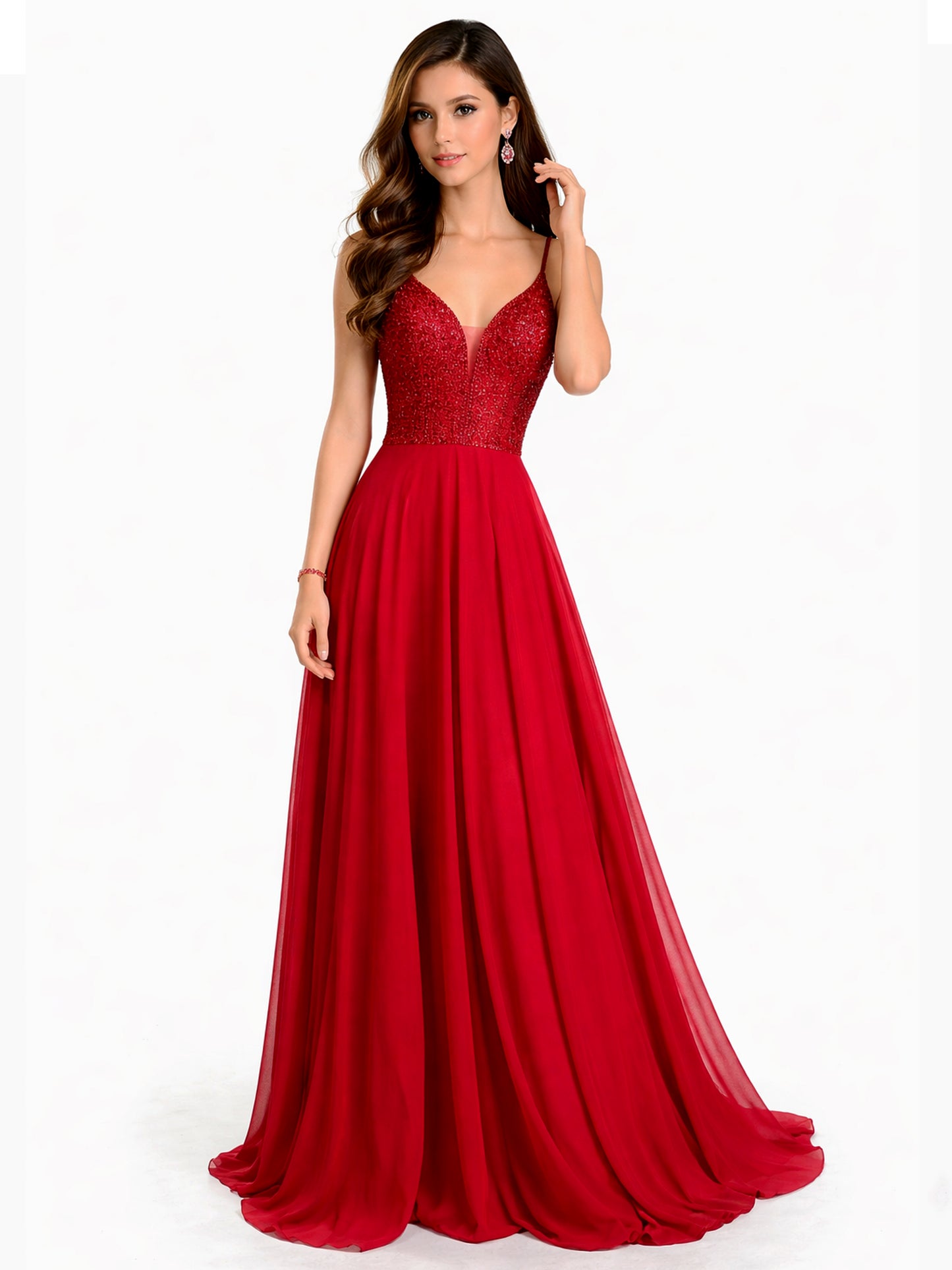 Style 110 - Dark Blue / Dark Green / Red Dress