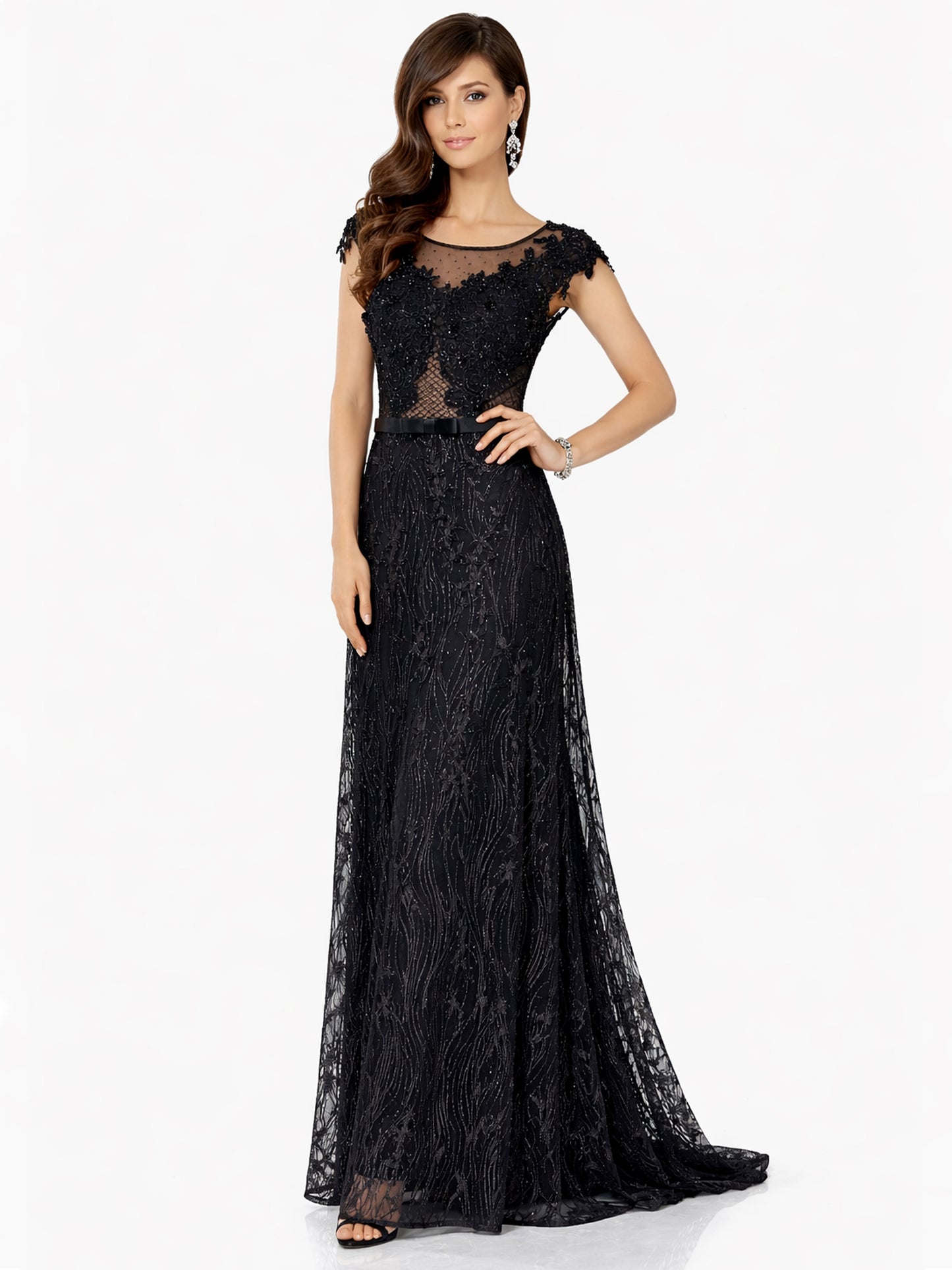 Style 190332 - Black / Light Green Dress