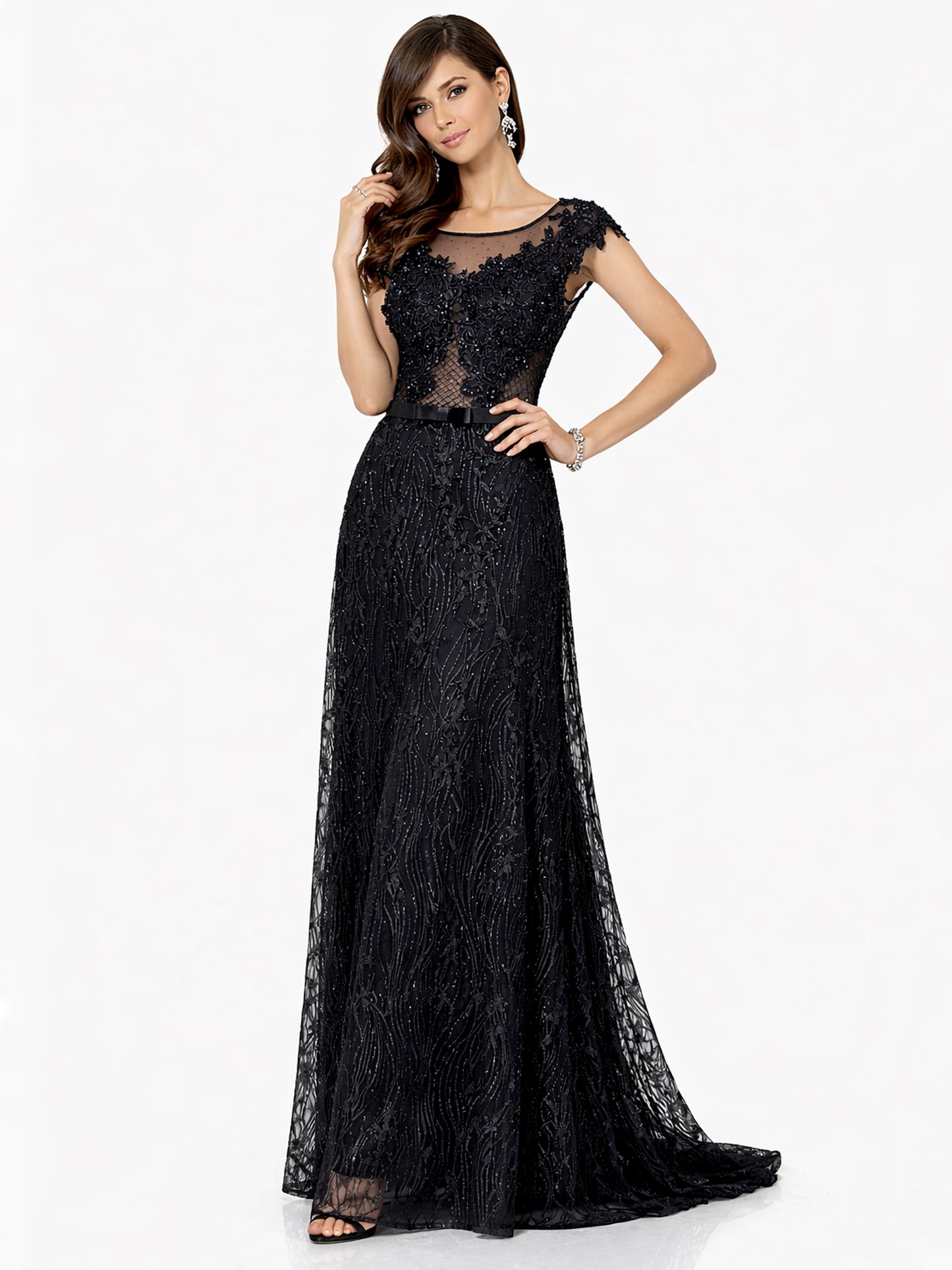 Style 190332 - Black / Light Green Dress