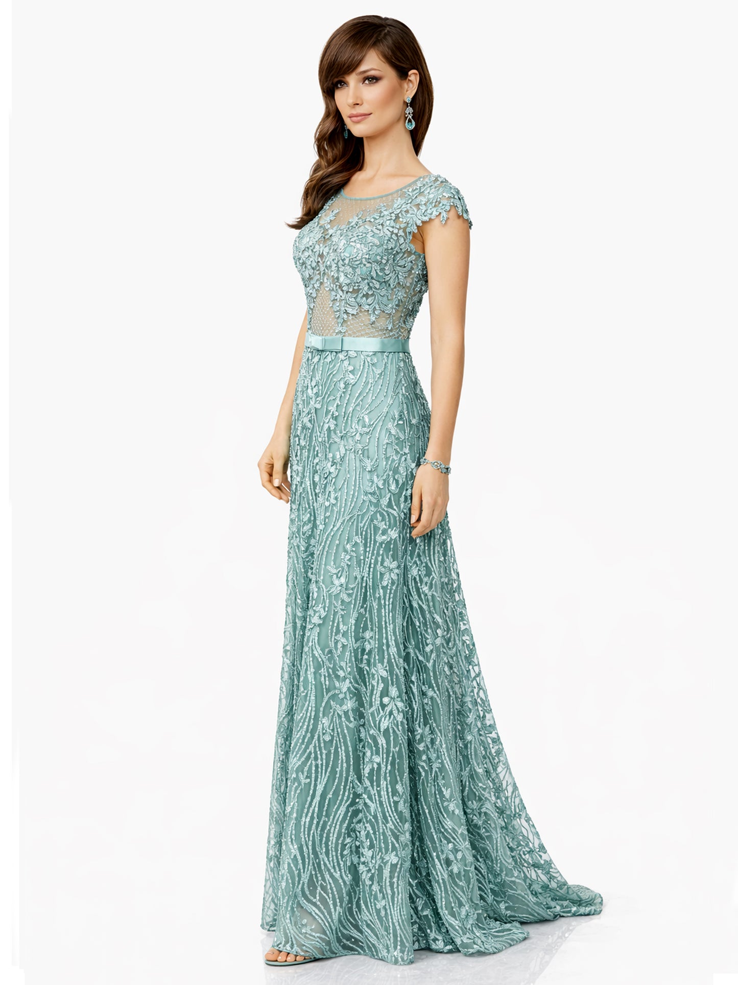 Style 190332 - Black / Light Green Dress