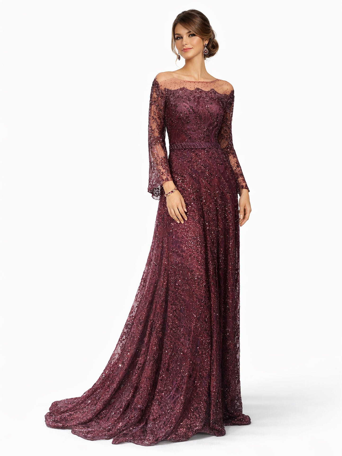 Stijl 191116 - Gouden / Paarse / Zilveren Jurk