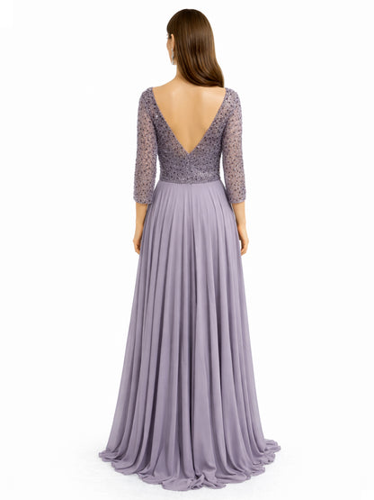 Style 20118 - Creme / Purple Dress