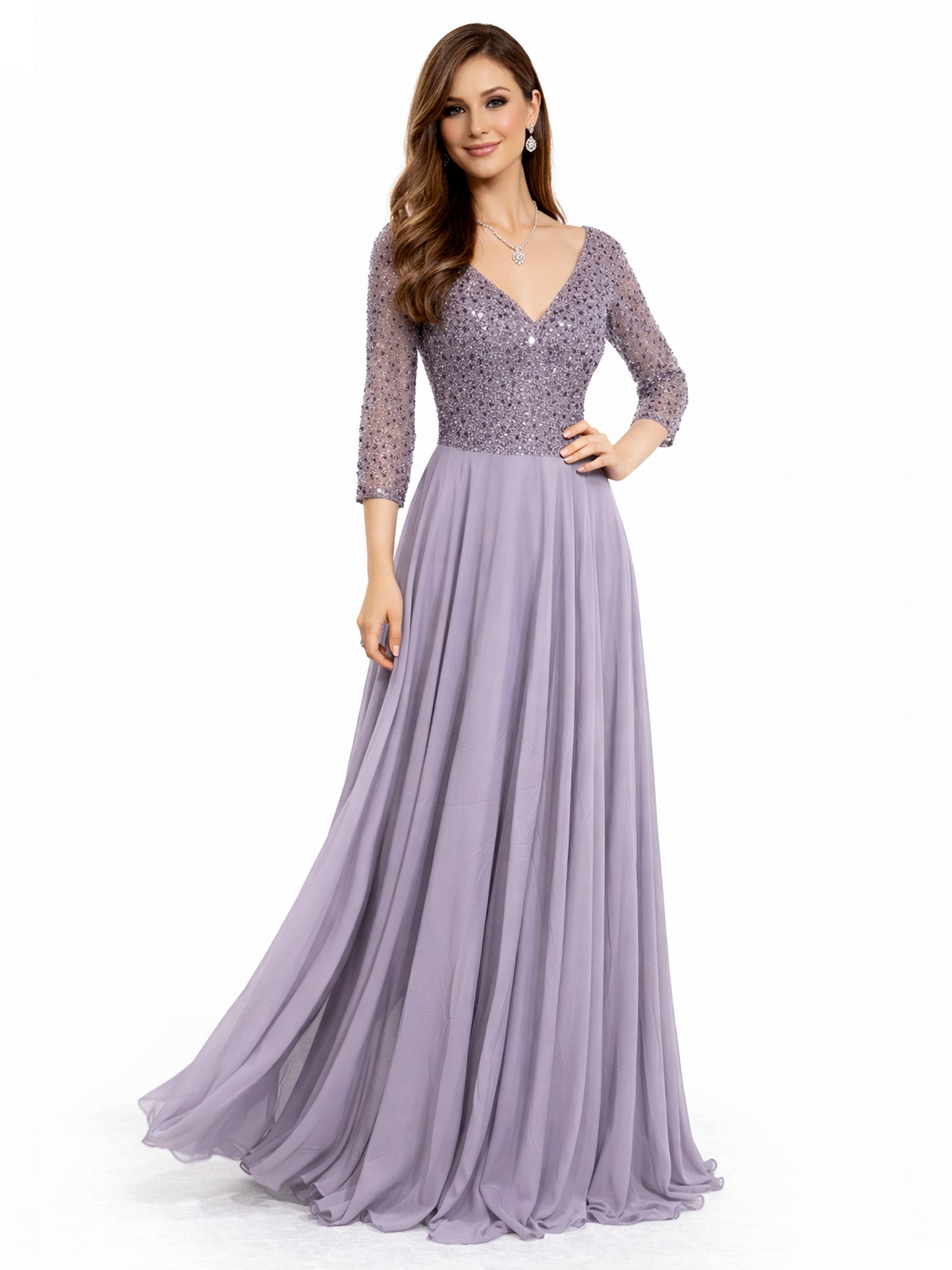 Style 20118 - Creme / Purple Dress
