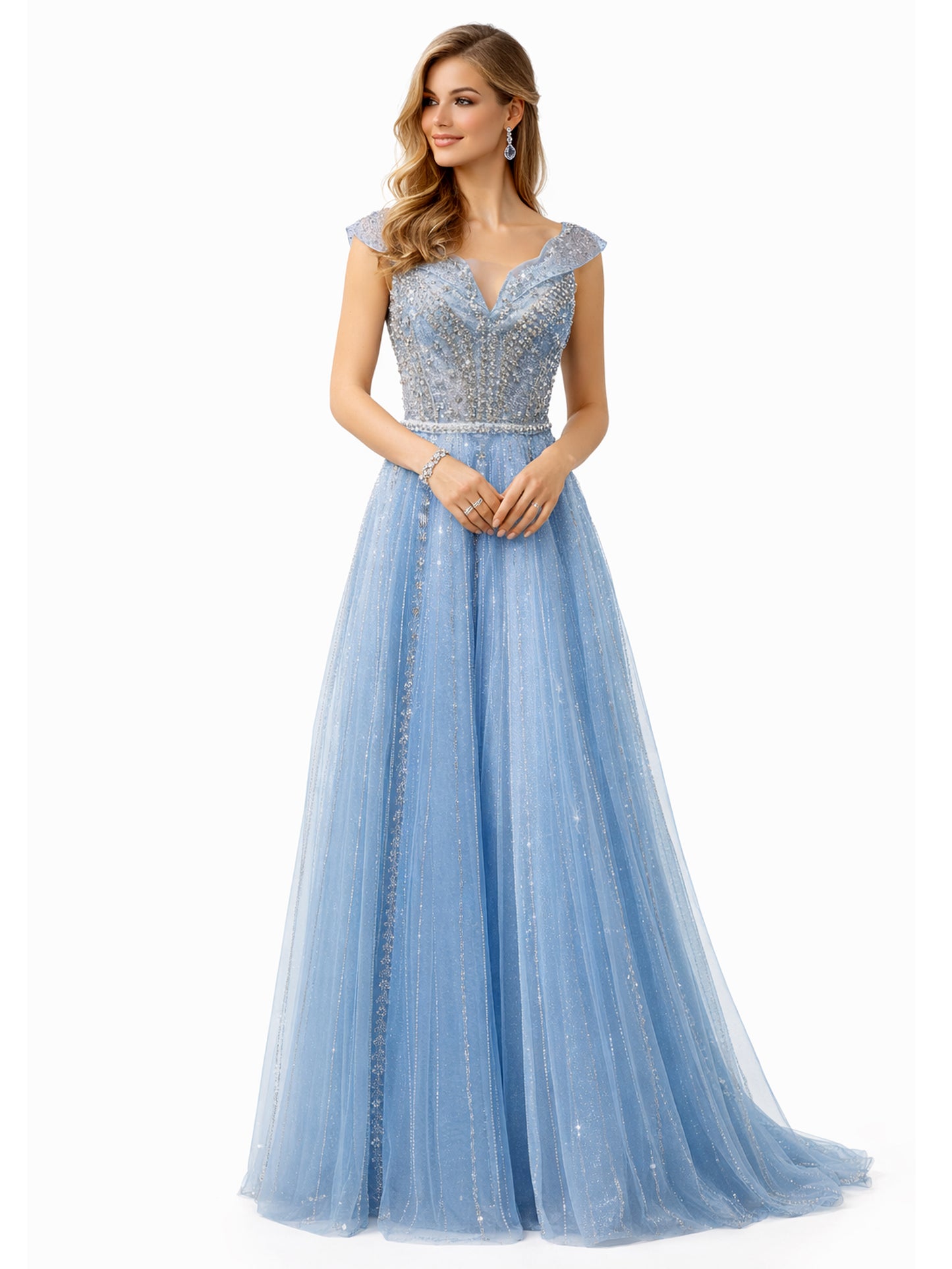 Stijl 202411 - Blauwe / Crème Jurk