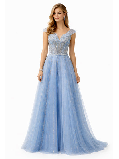 Stijl 202411 - Blauwe / Crème Jurk