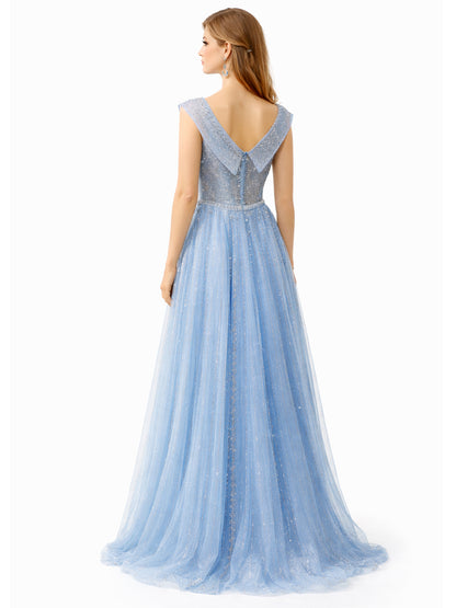 Stijl 202411 - Blauwe / Crème Jurk