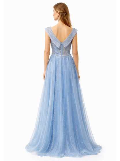 Stijl 202411 - Blauwe / Crème Jurk