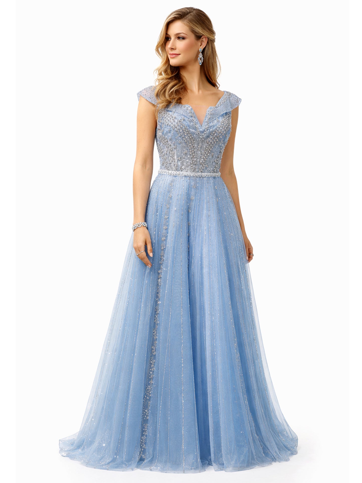 Stijl 202411 - Blauwe / Crème Jurk