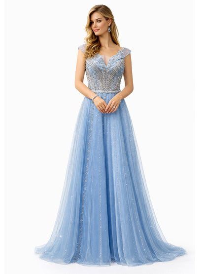 Stijl 202411 - Blauwe / Crème Jurk