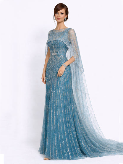 Stijl 202413 - Blauwe / Groene / Zilveren Jurk