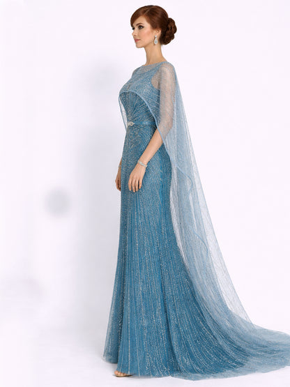 Stijl 202413 - Blauwe / Groene / Zilveren Jurk