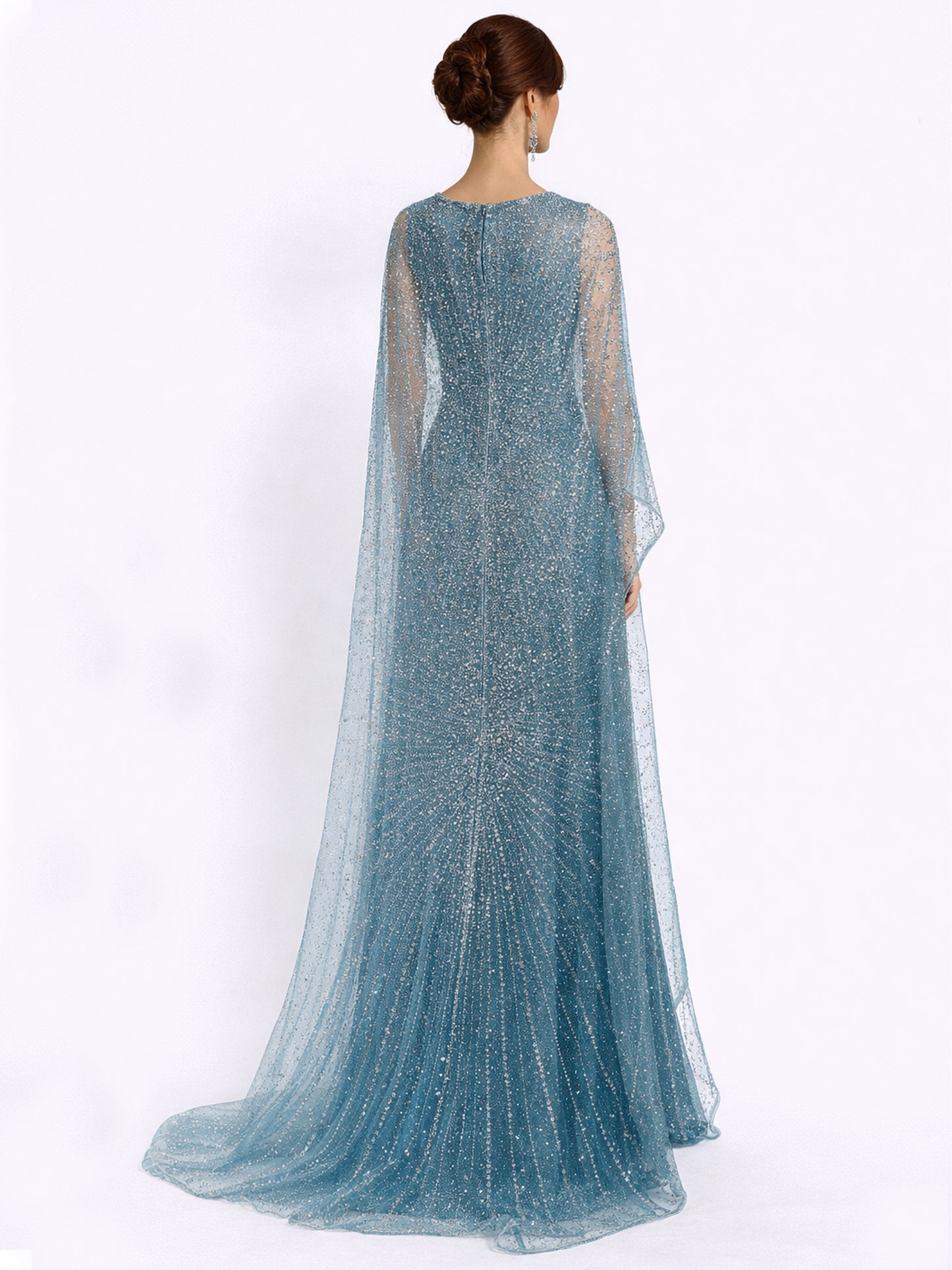 Stijl 202413 - Blauwe / Groene / Zilveren Jurk