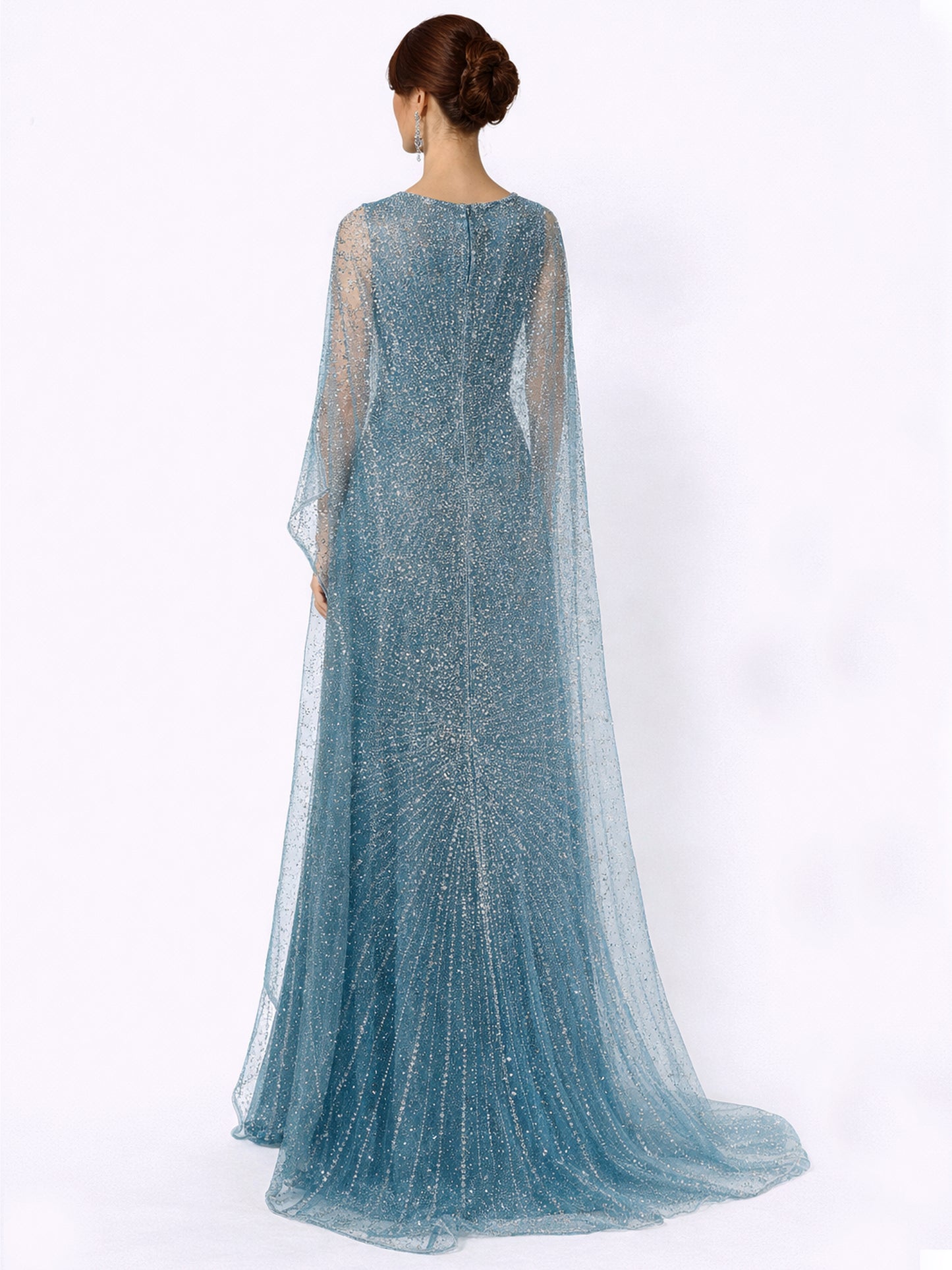 Stijl 202413 - Blauwe / Groene / Zilveren Jurk