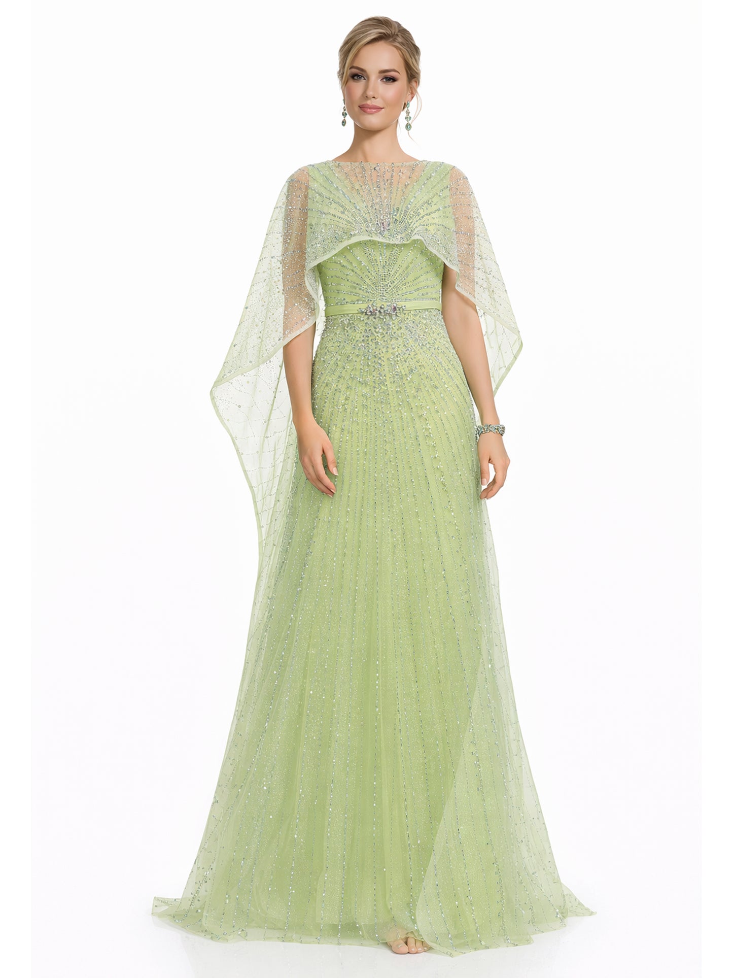 Stijl 202413 - Blauwe / Groene / Zilveren Jurk