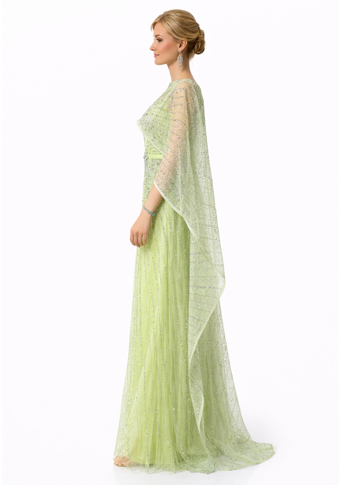 Stijl 202413 - Blauwe / Groene / Zilveren Jurk