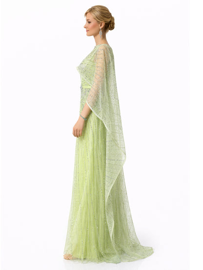 Stijl 202413 - Blauwe / Groene / Zilveren Jurk