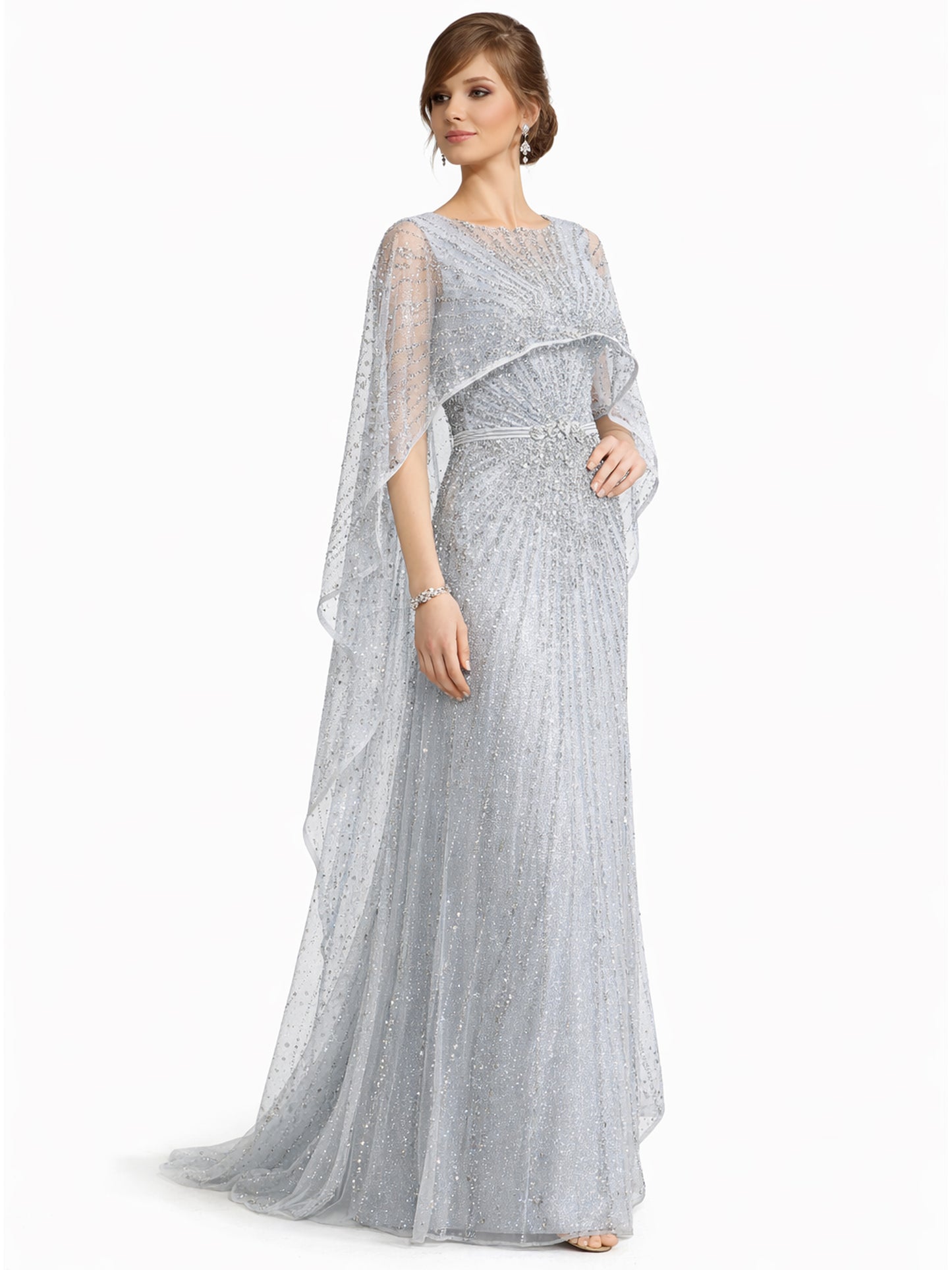 Stijl 202413 - Blauwe / Groene / Zilveren Jurk