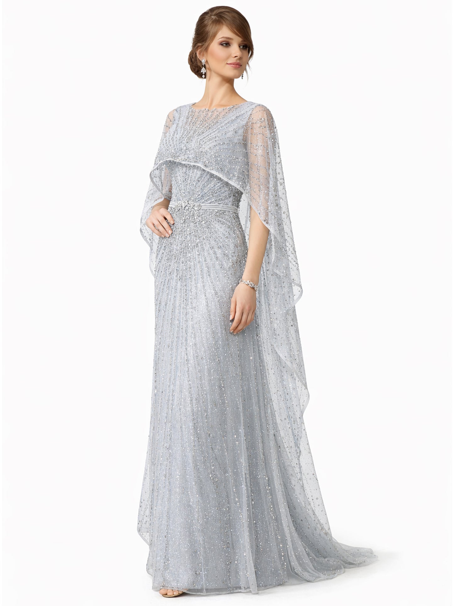 Stijl 202413 - Blauwe / Groene / Zilveren Jurk