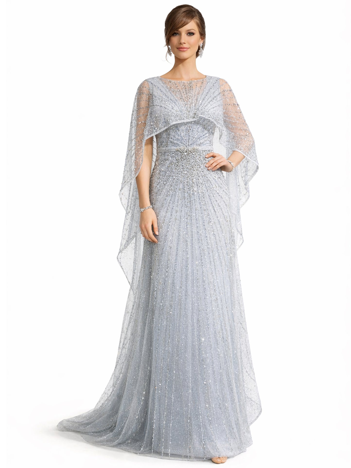 Stijl 202413 - Blauwe / Groene / Zilveren Jurk