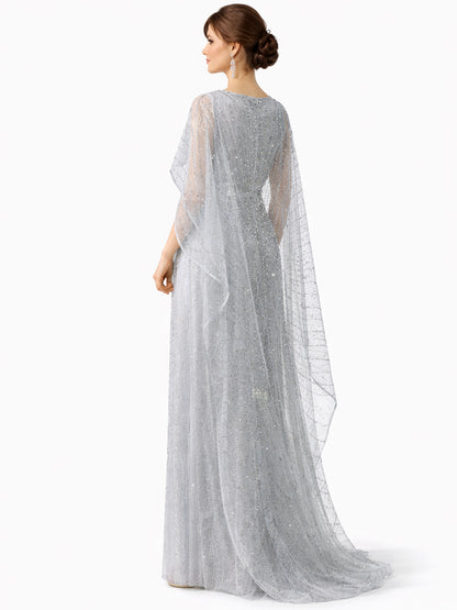 Stijl 202413 - Blauwe / Groene / Zilveren Jurk