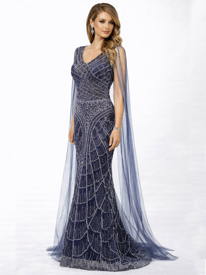 Stijl 202419 - Marineblauw / Lichtgroene Jurk