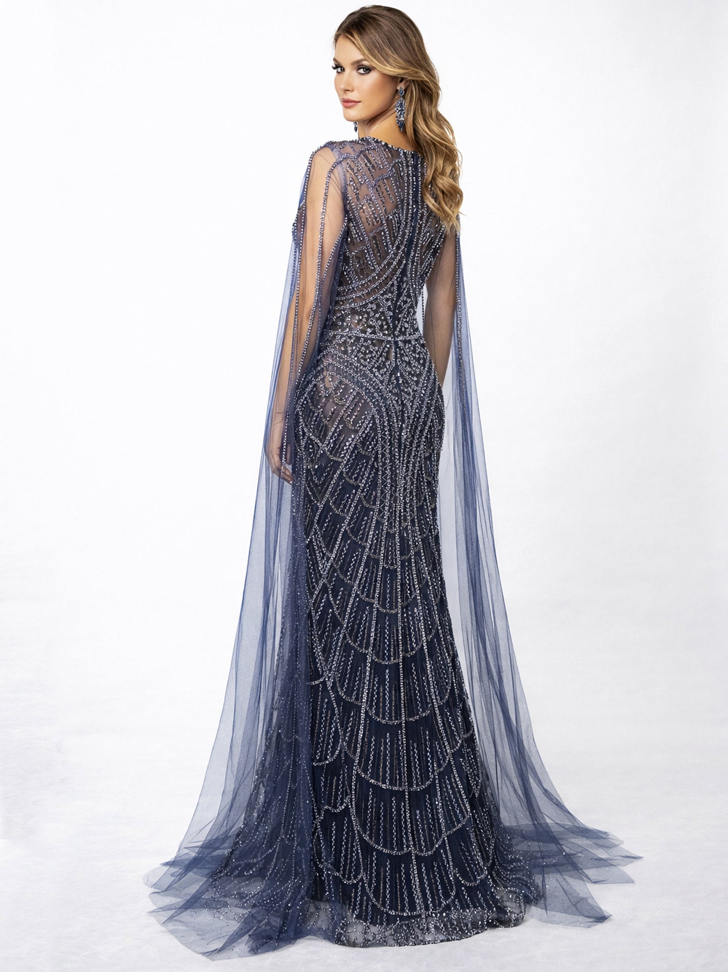 Stijl 202419 - Marineblauw / Lichtgroene Jurk