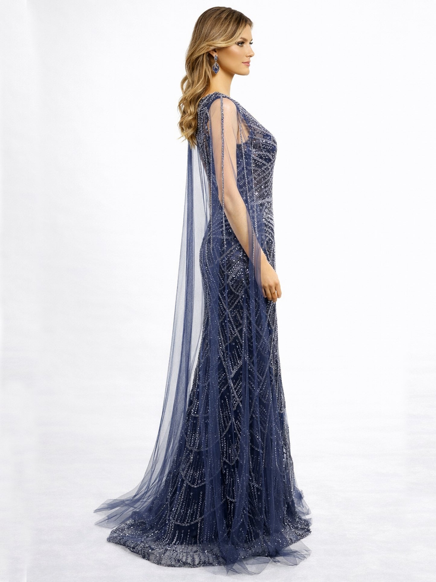 Stijl 202419 - Marineblauw / Lichtgroene Jurk