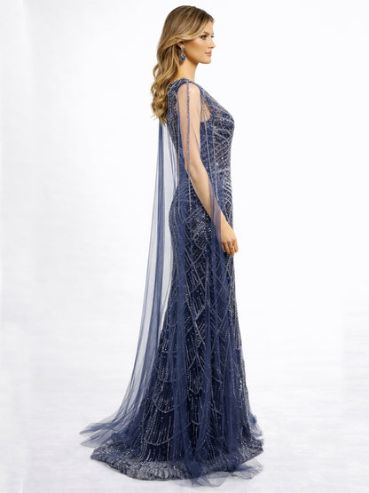 Stijl 202419 - Marineblauw / Lichtgroene Jurk