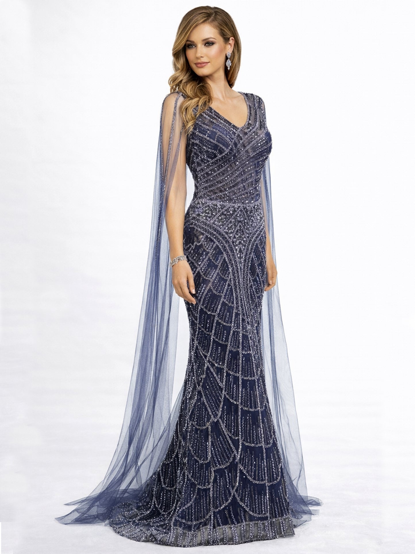 Stijl 202419 - Marineblauw / Lichtgroene Jurk