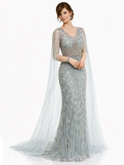 Stijl 202419 - Marineblauw / Lichtgroene Jurk