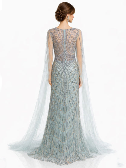 Stijl 202419 - Marineblauw / Lichtgroene Jurk