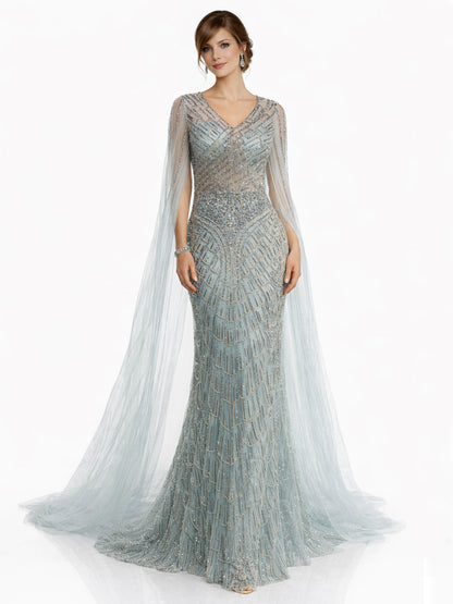 Stijl 202419 - Marineblauw / Lichtgroene Jurk