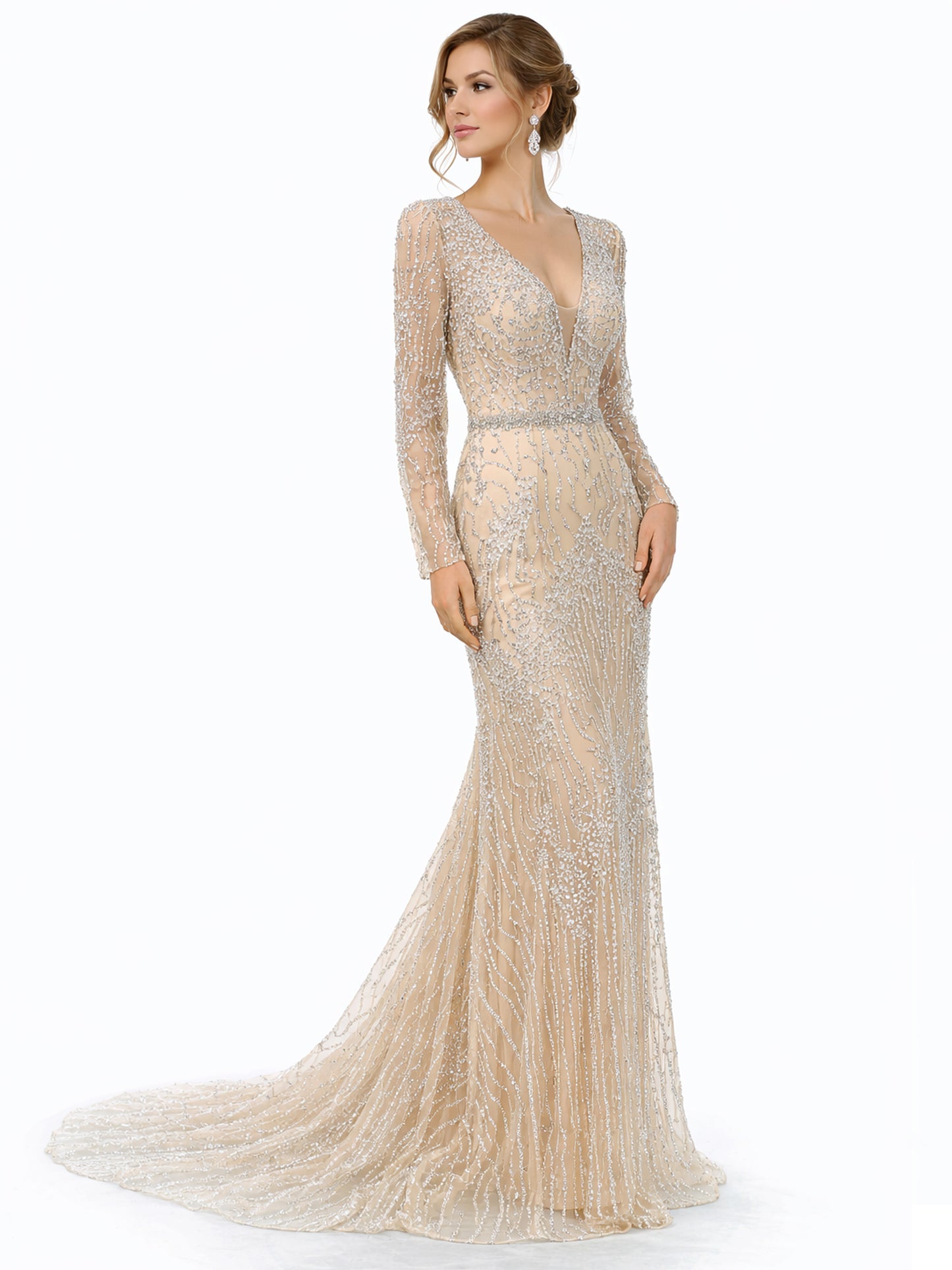 Stijl 224014 - Lichtgroene / Gouden Jurk