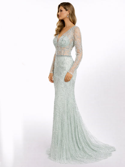 Stijl 224014 - Lichtgroene / Gouden Jurk