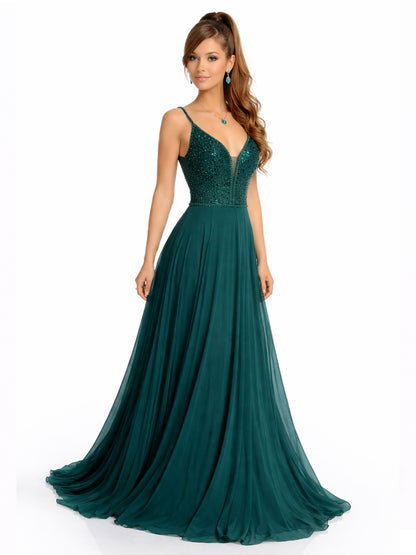 Style 2502 - Creme / Dark Green Dress