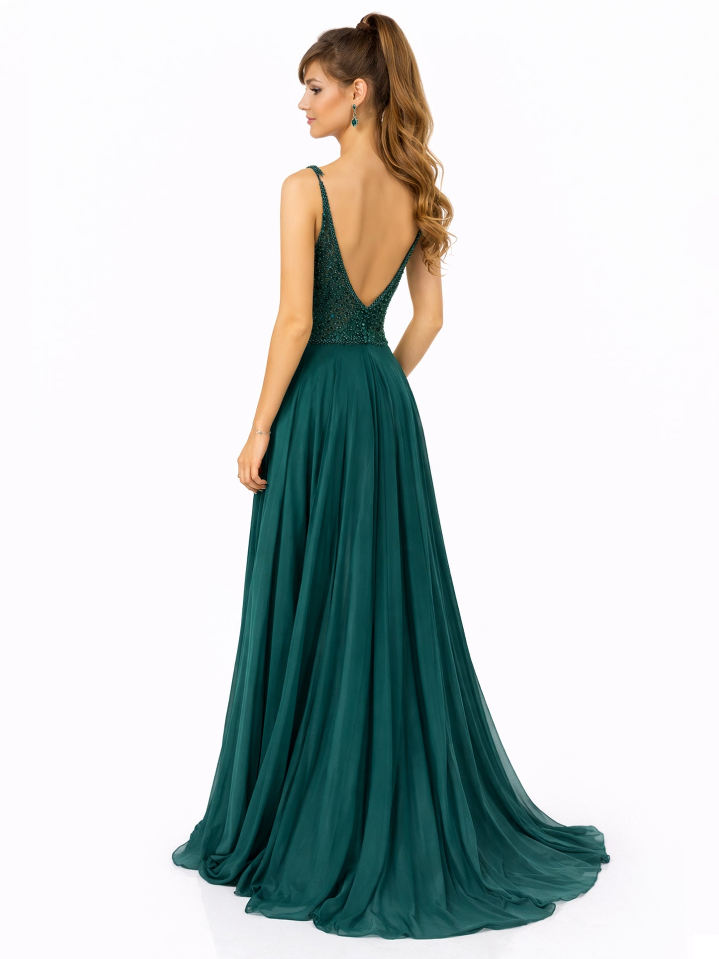 Style 2502 - Creme / Dark Green Dress