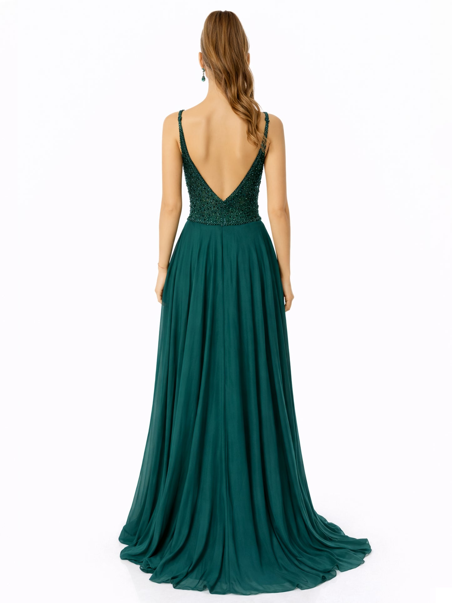 Style 2502 - Creme / Dark Green Dress