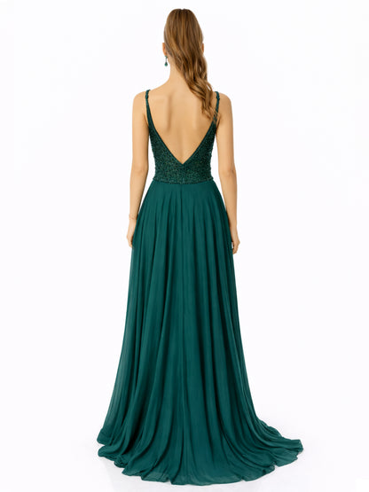 Style 2502 - Creme / Dark Green Dress