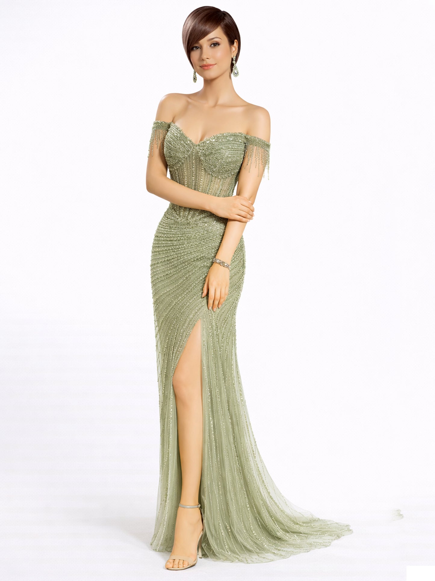 Style 439 - Black / Light Green Dress
