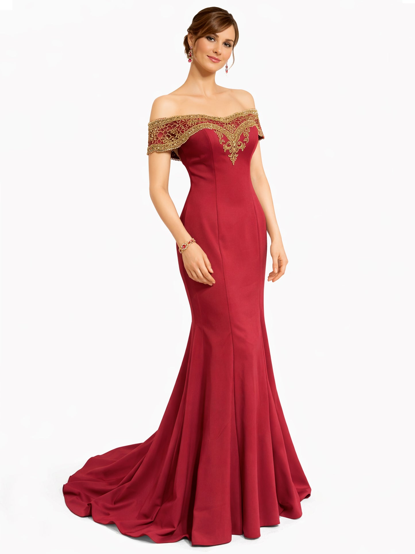 Style 9286 - Red / Dark Blue Dress