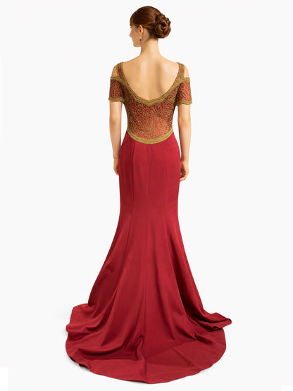 Style 9286 - Red / Dark Blue Dress