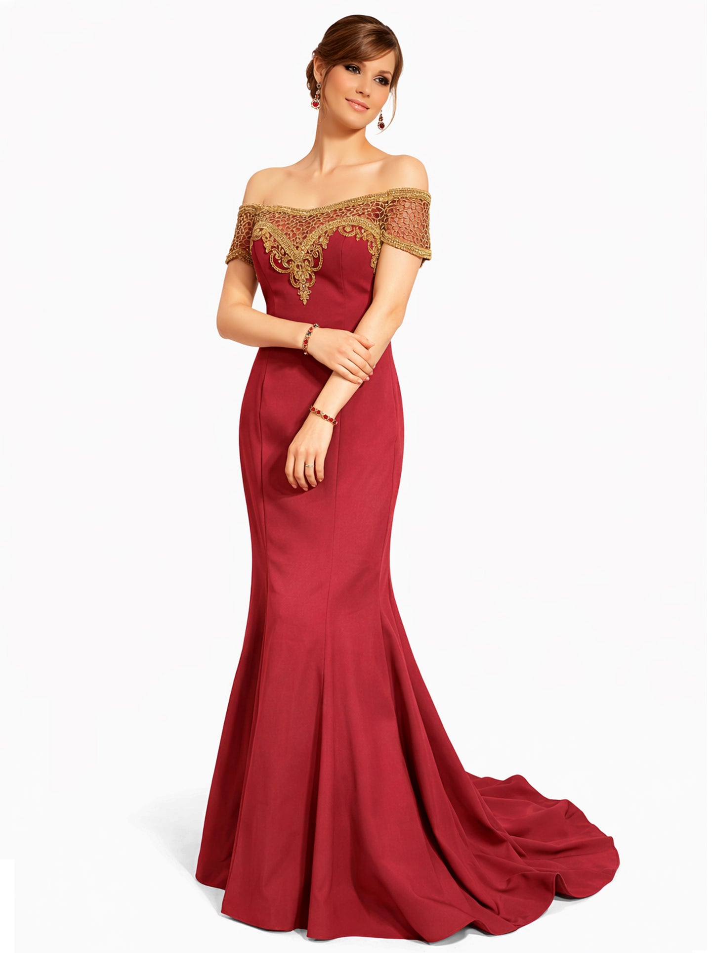 Style 9286 - Red / Dark Blue Dress
