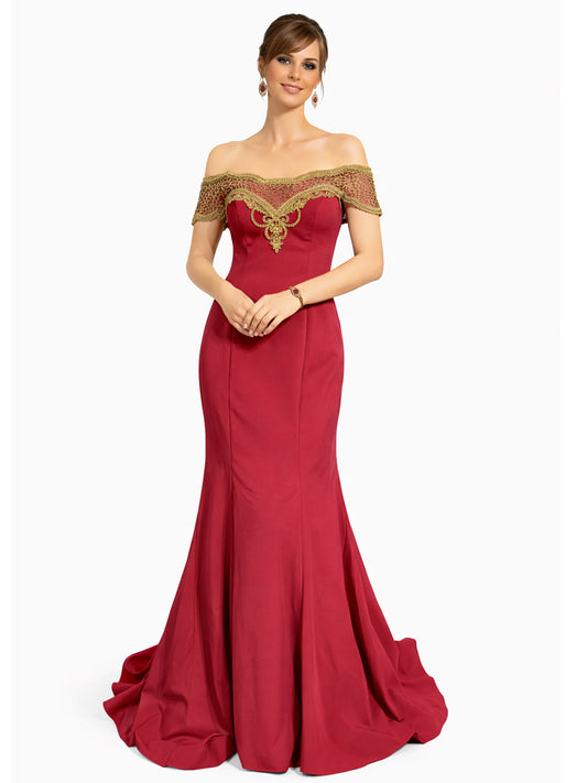 Style 9286 - Red / Dark Blue Dress