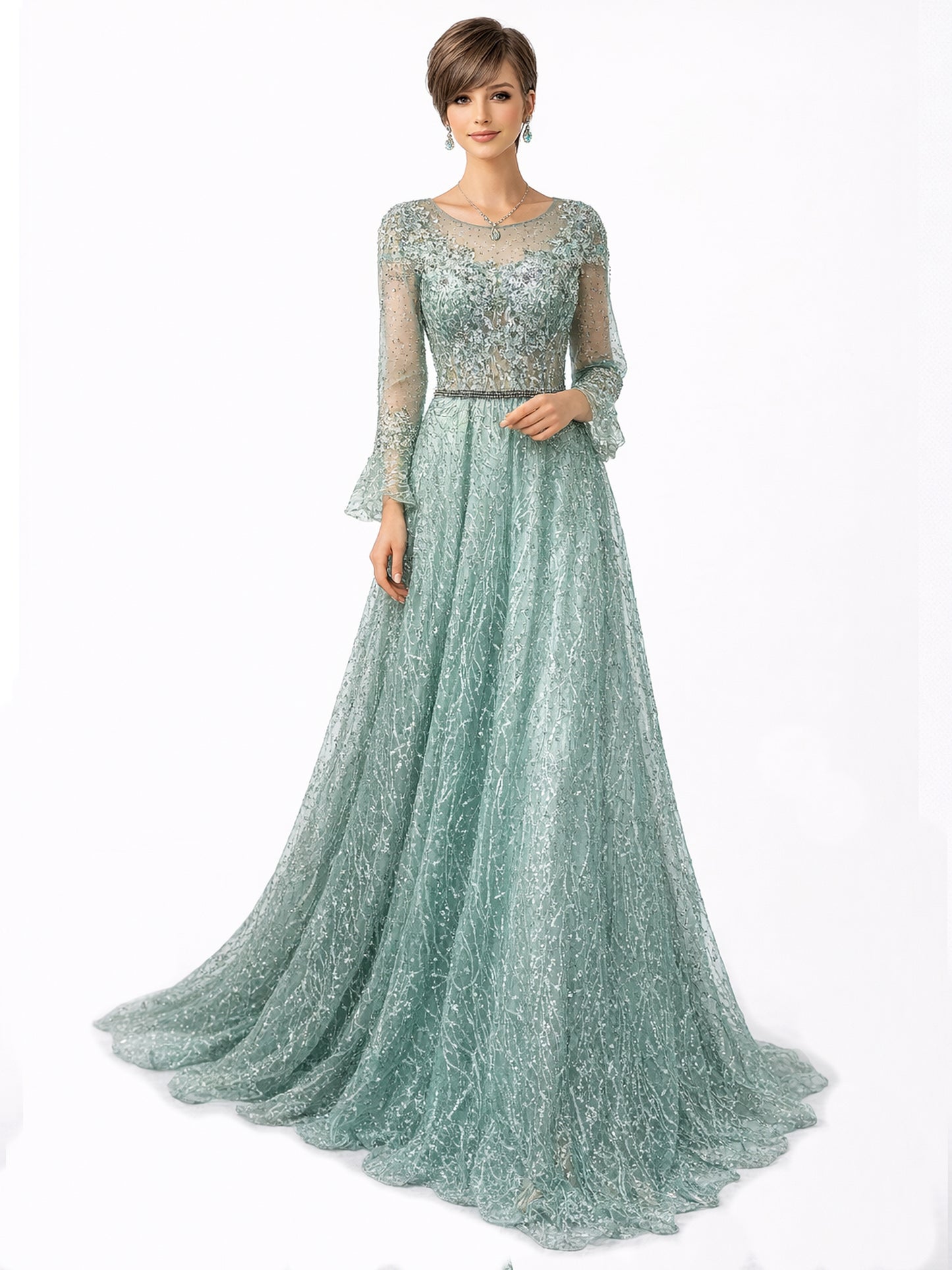 Stijl AMS 6 - Groene Lichten Avondjurk