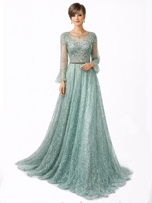 Stijl AMS 6 - Groene Lichten Avondjurk