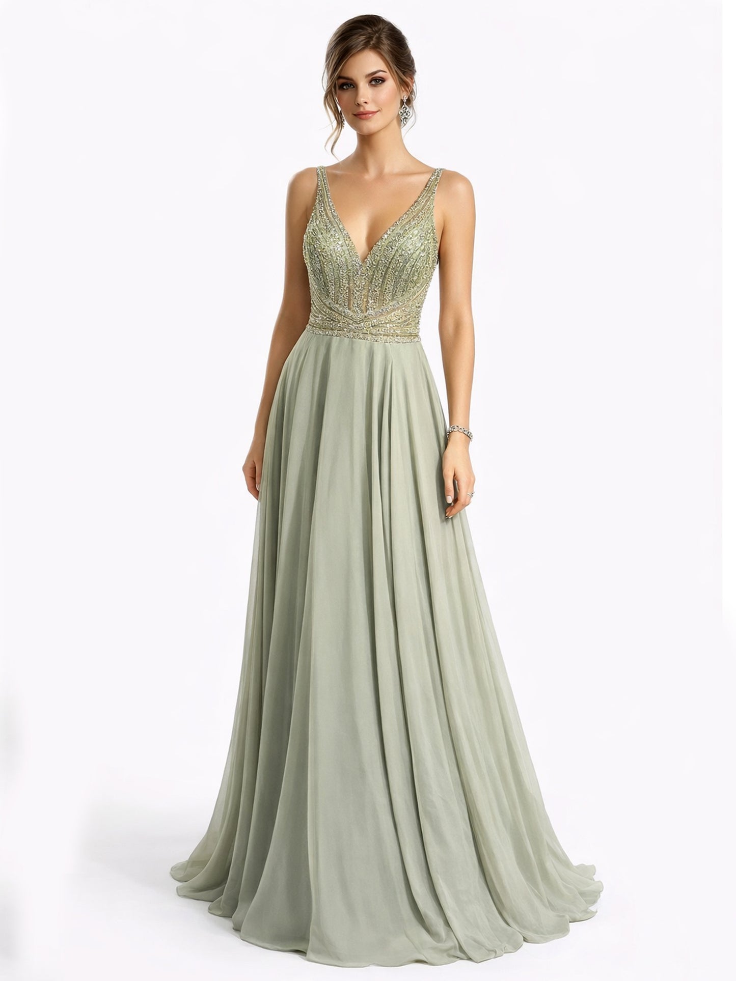 Stijl CS 21 - Lichtgroene / Marineblauwe Jurk